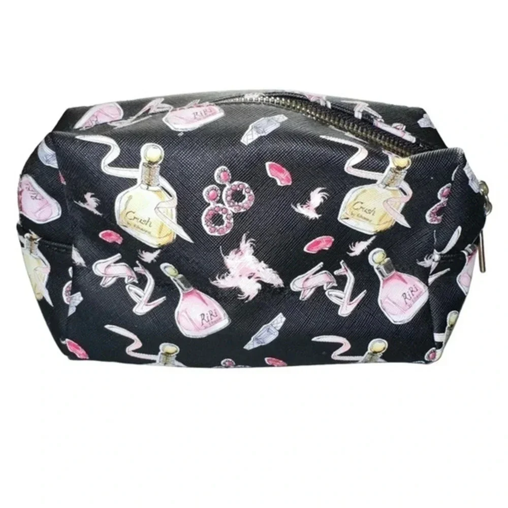 RIRI by Rhiannon‎ black pink gold graphic makeup bag
